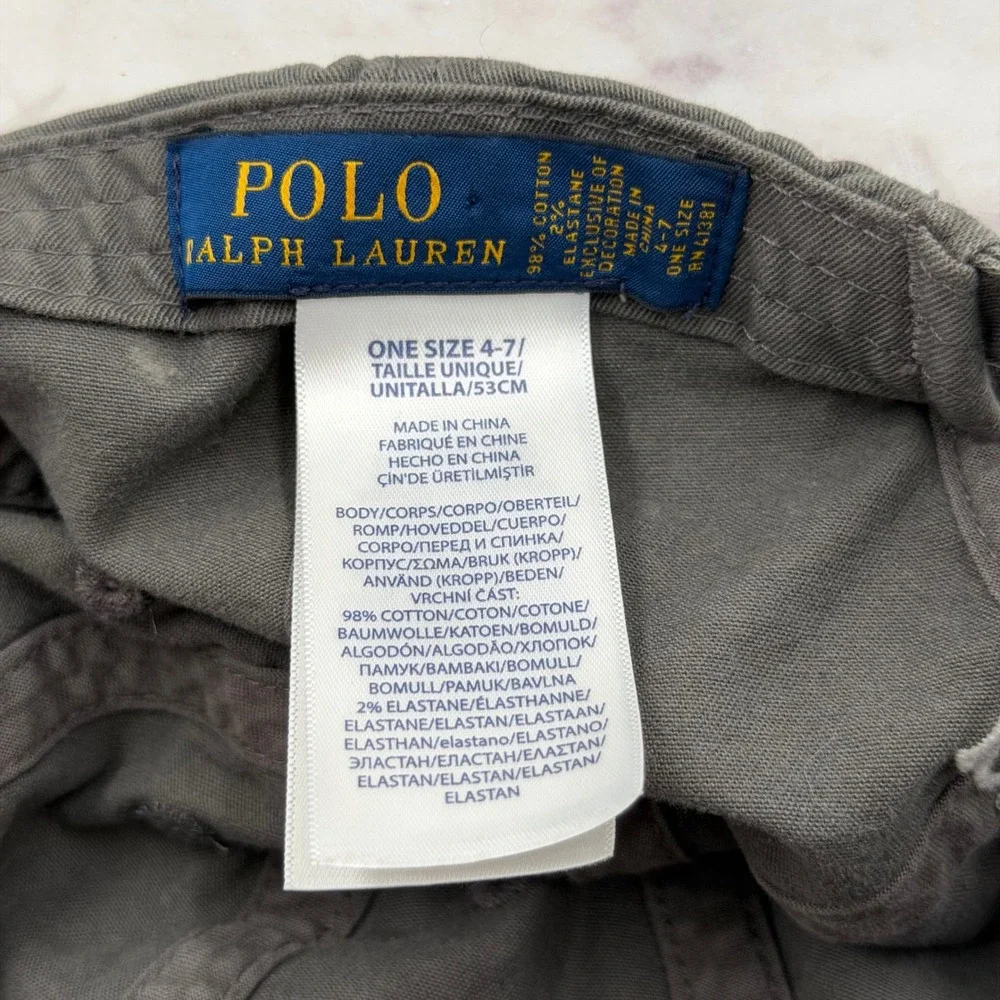 Polo Ralph Lauren Kids Big Pony Baseball Cap Gray Adjustable Hat Size 4-7